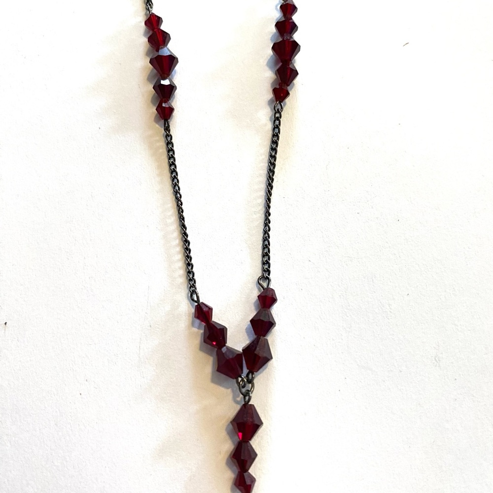 red gem sautoir necklace